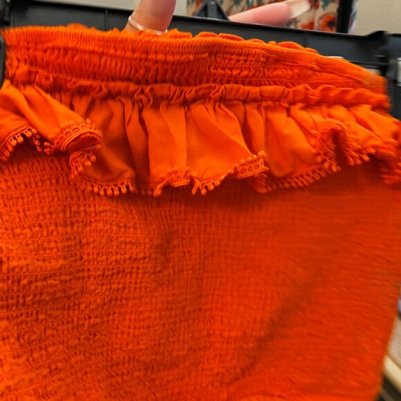 Blue Rain By Francesca/ Medium Orange Ruffled Tube Top - Picture 5 of 16